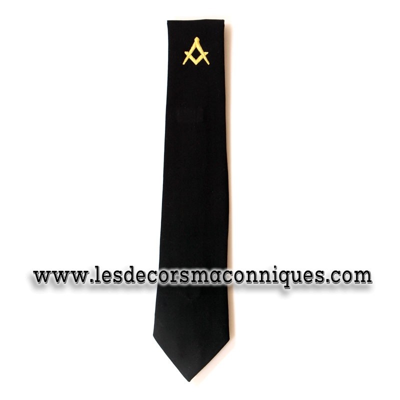 cravate noire brodée équerre compas