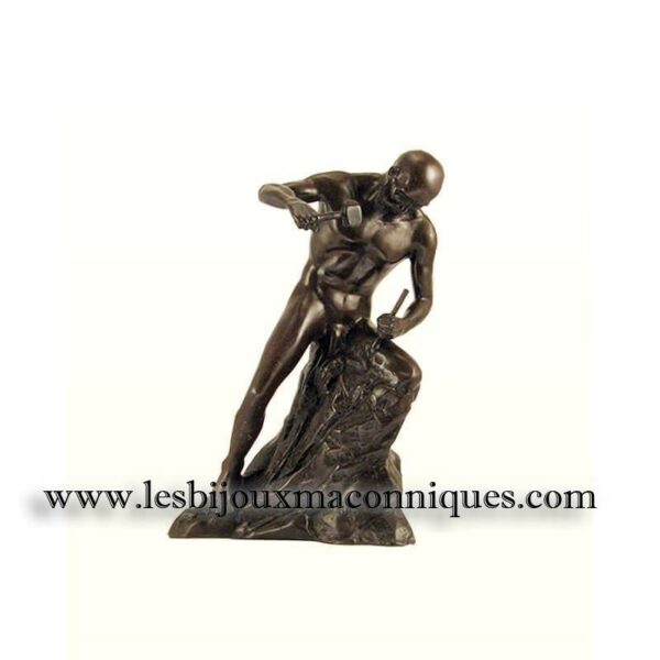 statue tailleur de pierre en bronze