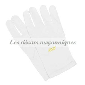 gant blanc coton brodé or lac amour